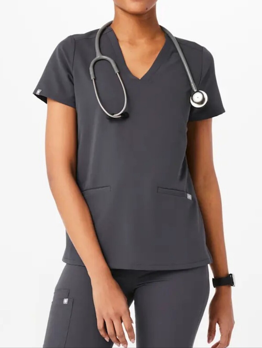 Figs Casma Scrub Tunic Top Size M In Charcoal